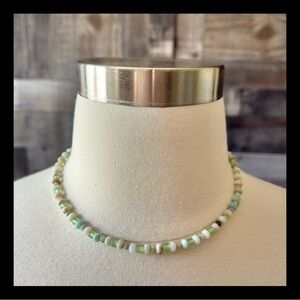 Aventurine moonstone glass bead necklace 18” green blue earth girl garden party